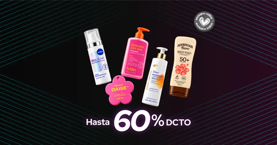 Productos de cuidado facial y corporal con hasta 60% descuento